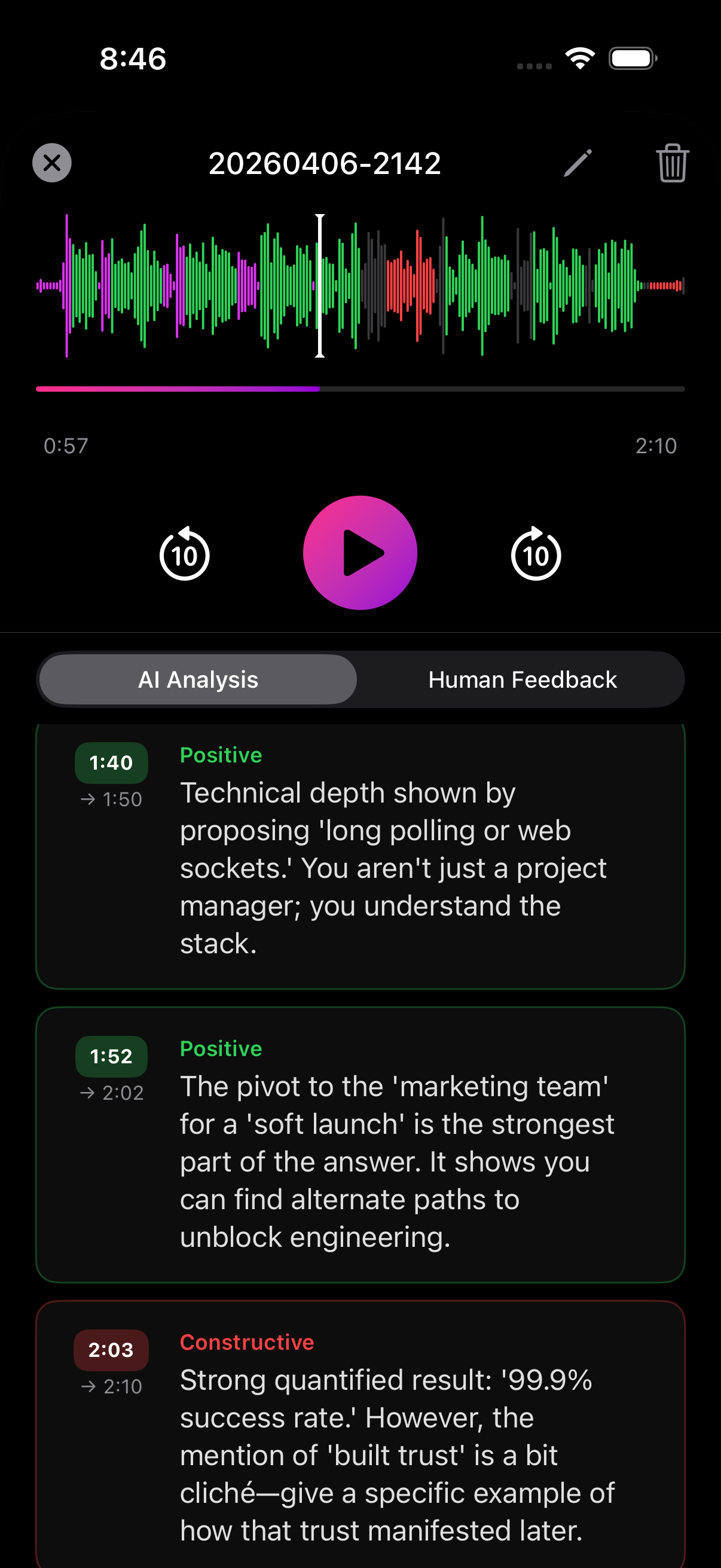 More interview feedback